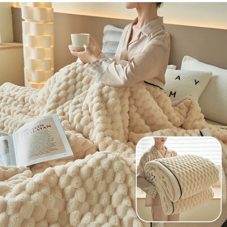 Double-layer thickened blanket with minky dots