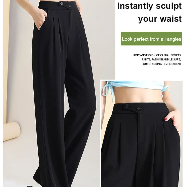 Figure-flattering versatile high-waisted wide leg trousers