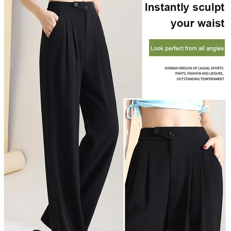 Figure-flattering versatile high-waisted wide leg trousers