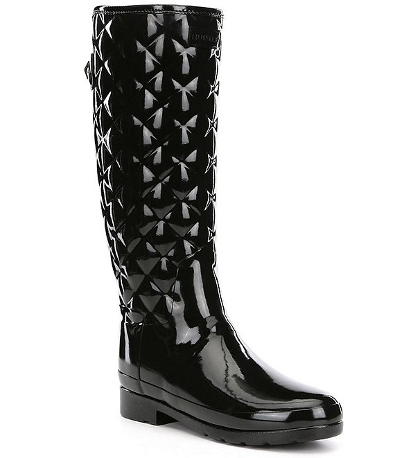 Tall Refined Narrow Calf Quilted Gloss Rain Boots