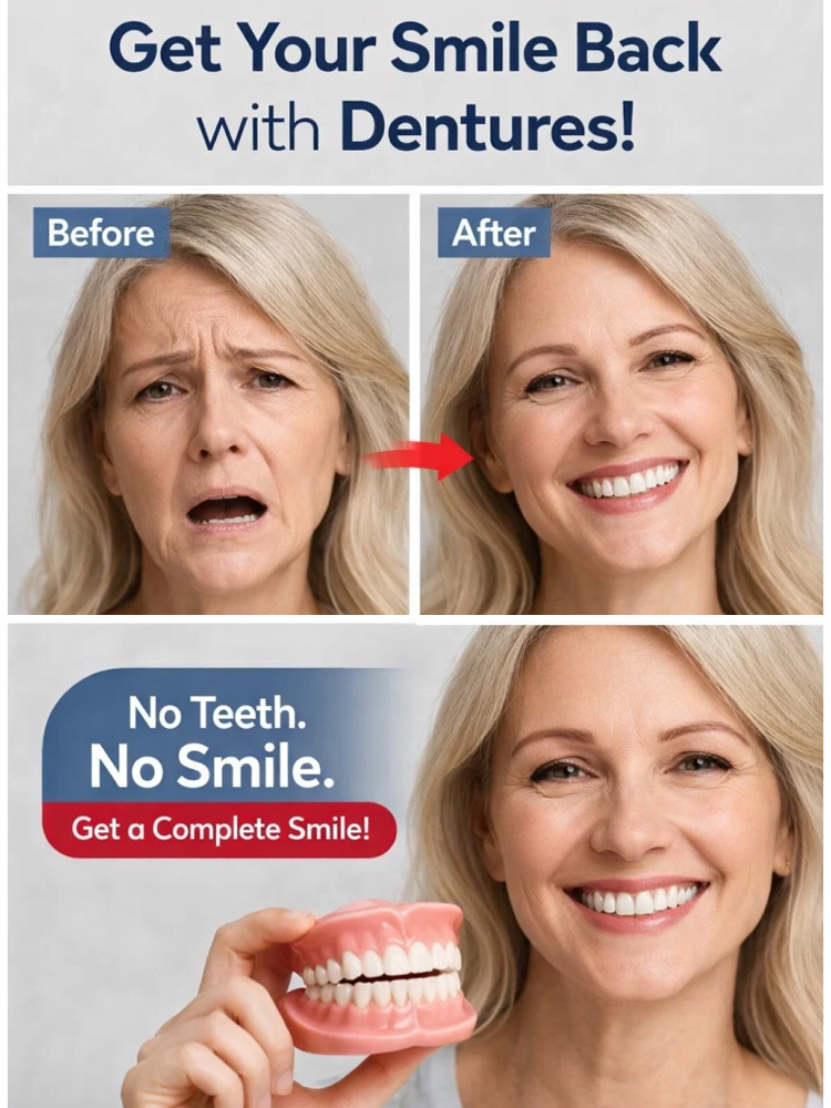 Soft silicone fits any denture 😊, offering wear as comfortable as real teeth 🦷. These mouthguards are used in renowned European dental clinics 🏥 and are now 50% off 🎉