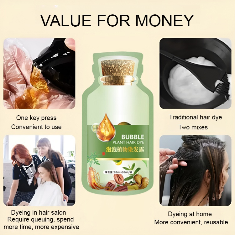 ✅0 additives, 0 color difference ✅You can dye or cover gray hair at home. ✅Plant extraction, dyeing and care two-in-one. ✅ Rub it in like shampoo, the color will be fixed for a long time without damaging the hair roots, hair texture and scalp! ✅Plant form