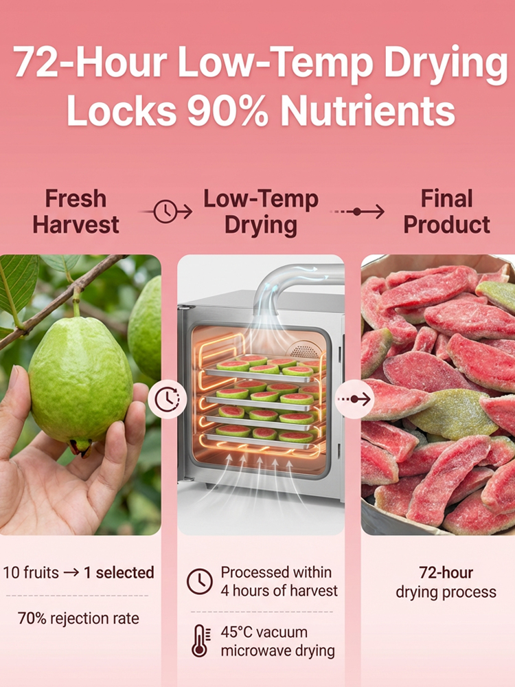Taste the Tropics: Premium Seedless Red Guava Preserved Fruit. Naturally sweet, delightfully chewy, and completely seedless. The ultimate tropical fruit snack crafted for your daily cravings.