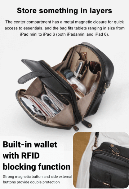 Ready for a stylish and functional bag? 🧳✨ Our new fashionable multi-layered women's leather bag 💼 😍💃 Waterproof shoulder bag