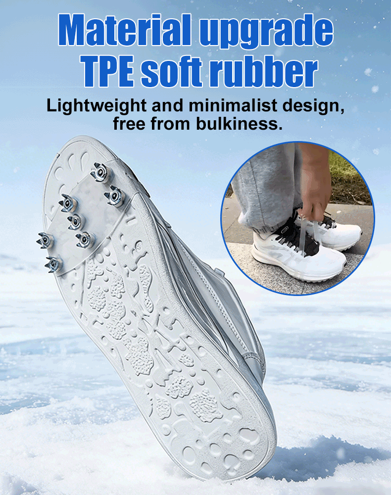 ❄️👢Tired of slipping and sliding on icy surfaces? 😫 These 5-Tooth Ice Cleats​ strap on in seconds—giving you instant grip on ice, snow, and slippery roads! 🚀🔒