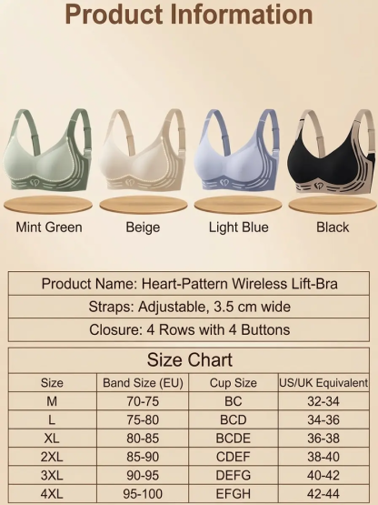 Small Heart Contrast Lift Seamless Bra