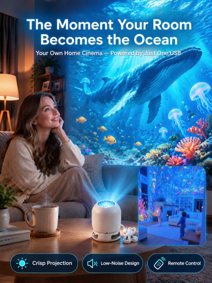 No drilling or complex installation required—instantly transform your home into a winter wonderland. 🎄✨  This Christmas projection light adds festive magic to your walls, ceilings, and floors. Simply connect it to a USB power source, adjust the angle, an
