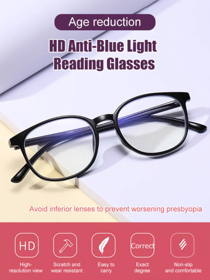 HD blue light blocking auto-zoom reading glasses