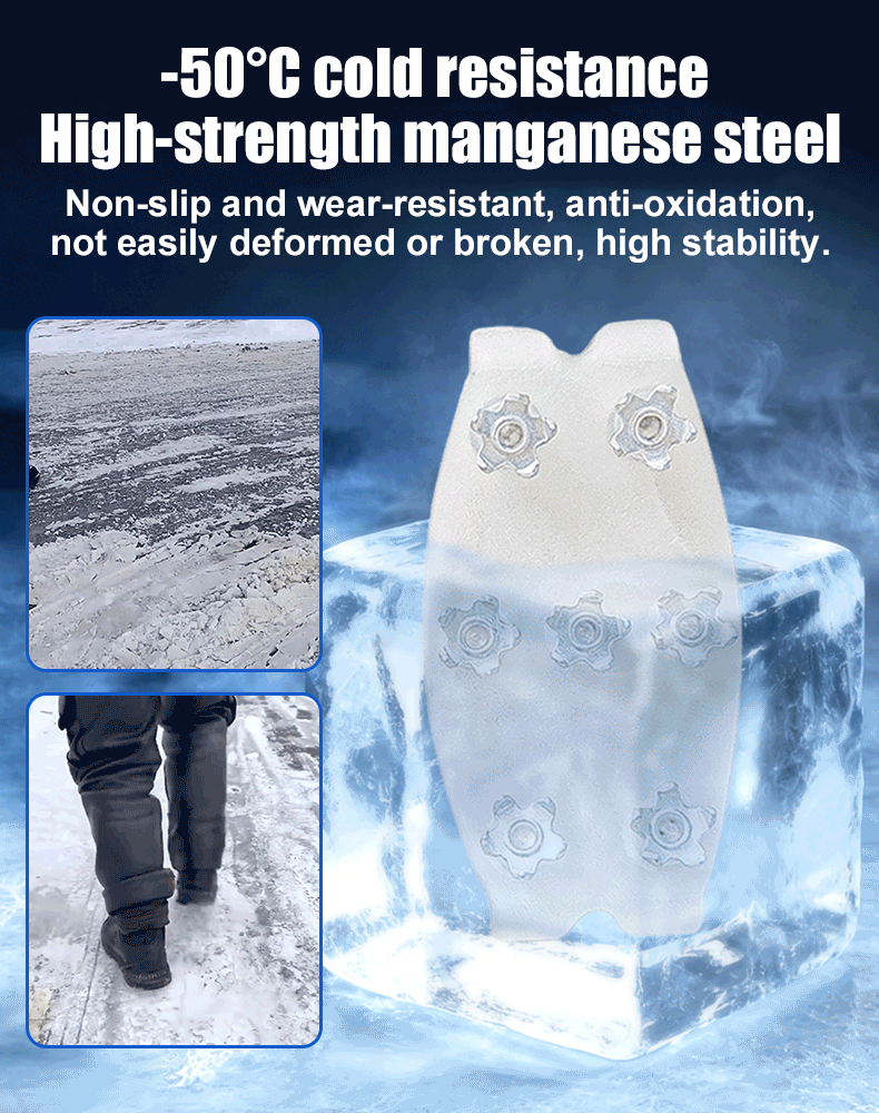 ❄️👢Tired of slipping and sliding on icy surfaces? 😫 These 5-Tooth Ice Cleats​ strap on in seconds—giving you instant grip on ice, snow, and slippery roads! 🚀🔒