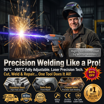 【Professional-Grade Efficiency】Tired of bulky traditional welding machines? This classic black handheld laser welder combines precise temperature control with powerful performance in a compact and lightweight design. It easily handles both quick repairs a