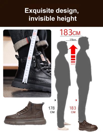 [No laces - side zipper] High-top casual men's shoes