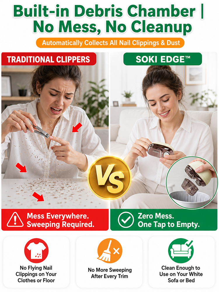 Stop using traditional metal nail clippers! 🛑 They cause splits, flying debris, and accidental cuts.