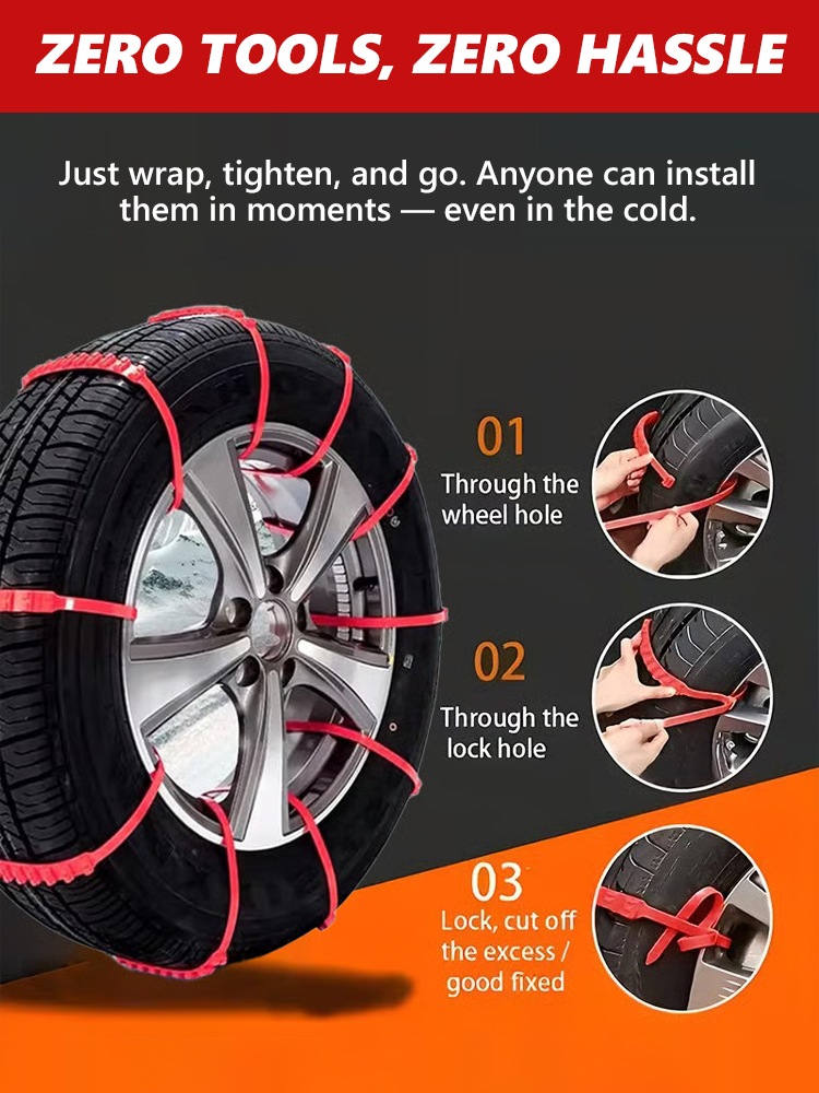 Anti-Slip Snow PE Tire Chains for Car Wheels