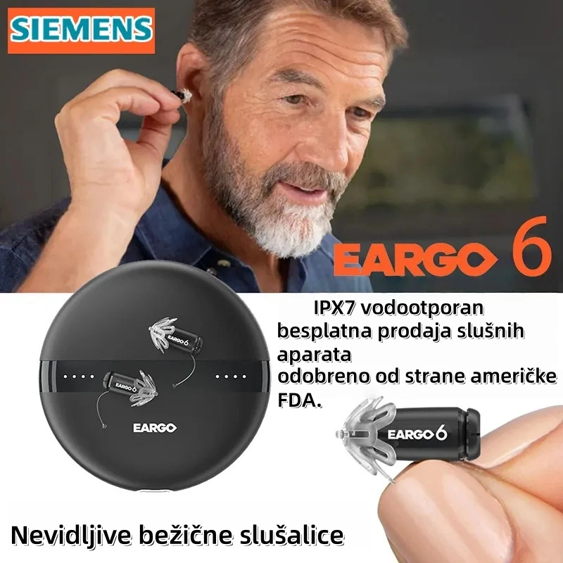 Siemens EARGO 7 OTC slušni aparat: nevidljiv, punjiv, fleksibilan CIC, odobren od strane FDA.