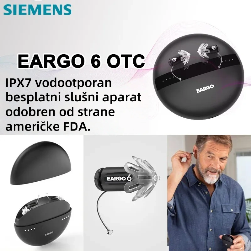 Siemens EARGO 7 OTC slušni aparat: nevidljiv, punjiv, fleksibilan CIC, odobren od strane FDA.