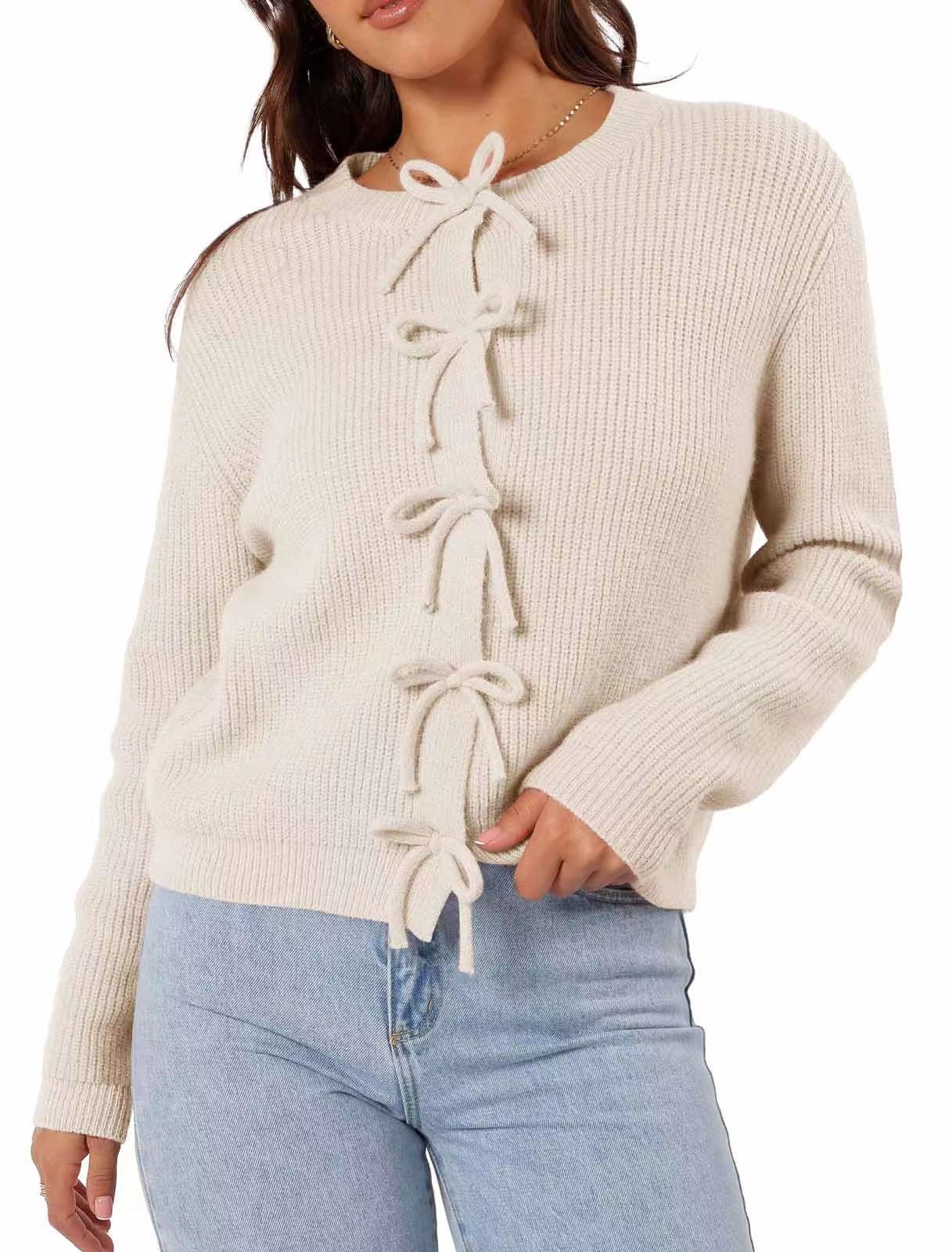 Women’s Cropped Cardigan Sweater – Fall Trendy Knit Jacket