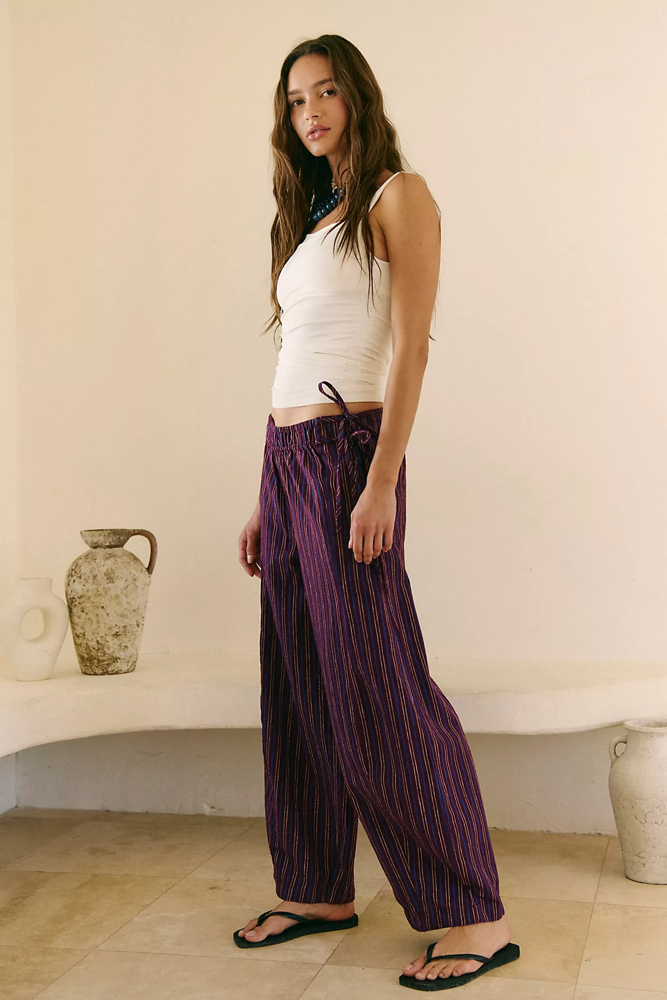 Sun Dazed Cotton-Linen Striped Pants (Buy 2 Free Shipping)