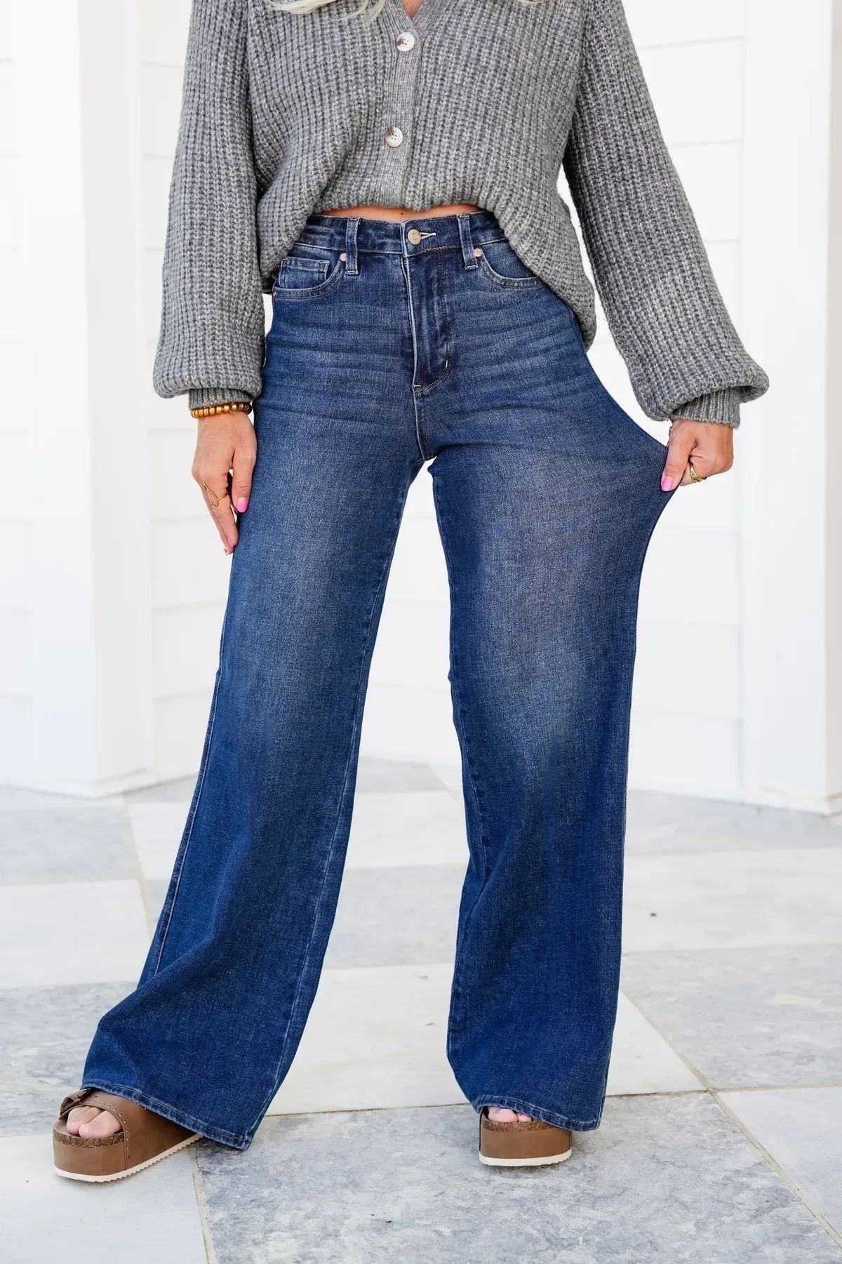 High Rise Tummy Control Wide Leg Jeans