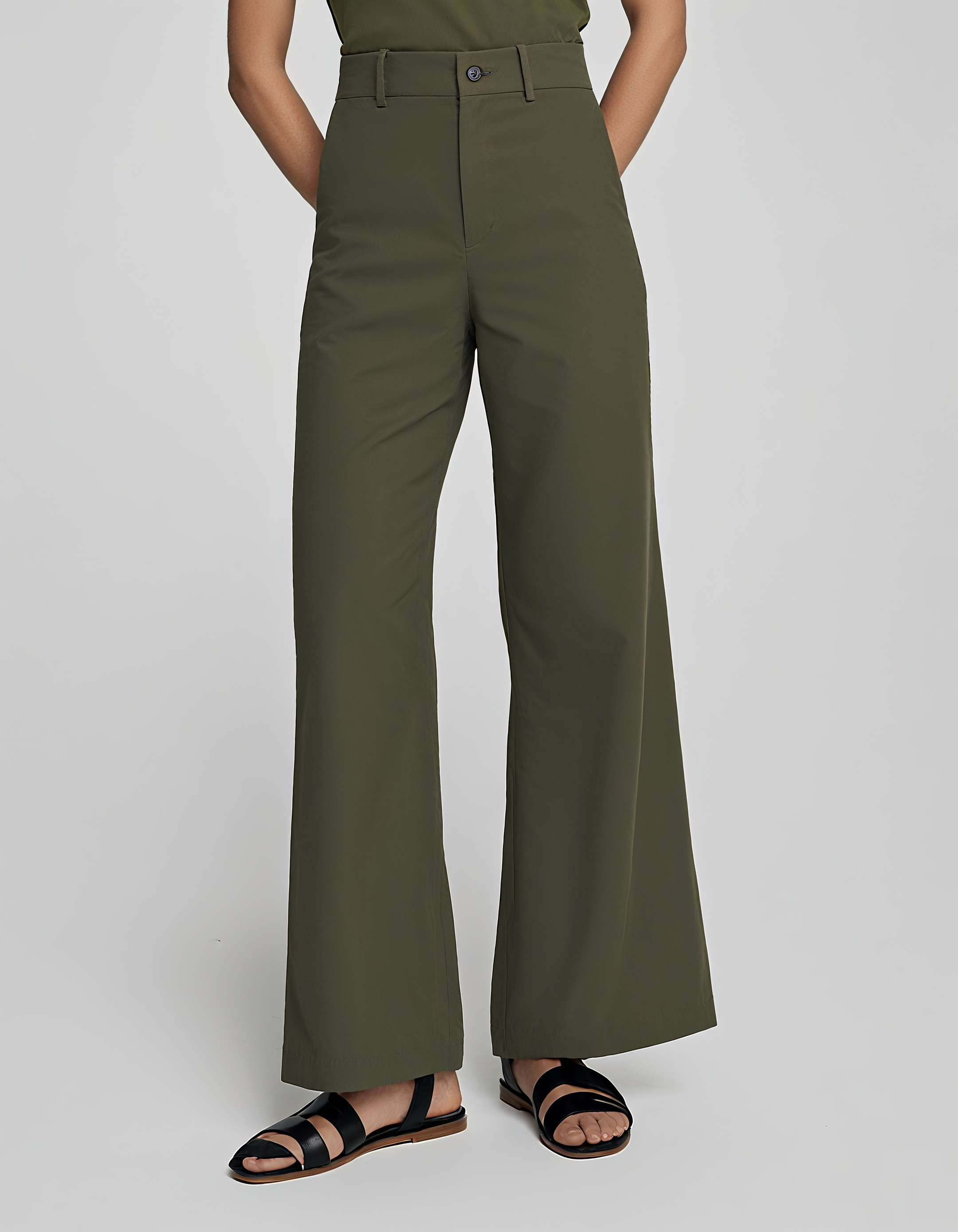 Tummy Control Stretch Twill Wide Leg Pant