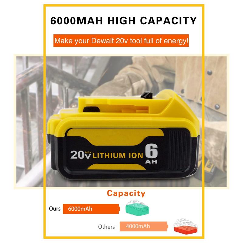 6000mAh Replacement for Dewalt 20V Battery Lithium-ion MAX DCB200 DCD/DCF/DCG/DCS Series (Free Shipping)