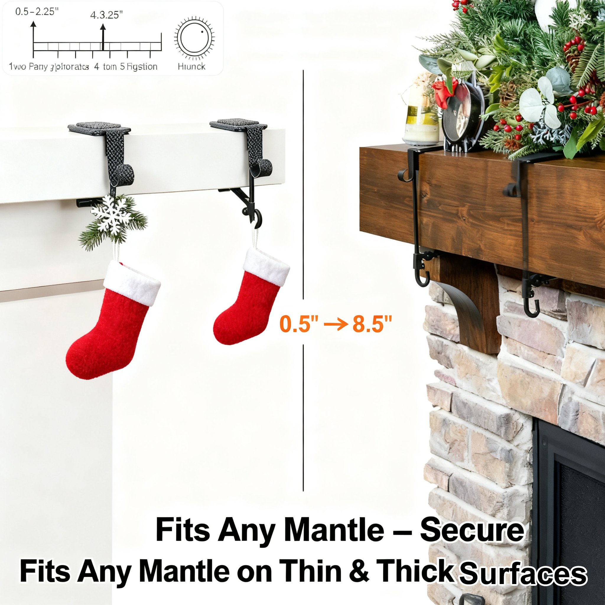 Fireplace Stocking and Garland Hanger