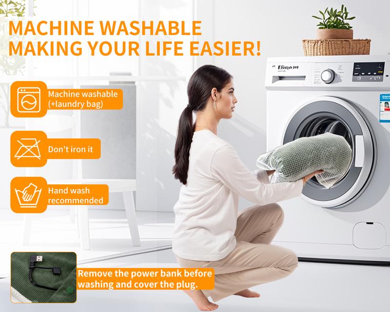 4 in 1 Portable USB Heated Blanket Pillow Shawl (No Power Bank) and Pad, 3 Heat Settings, Fast Warming for Home Office Car Travel with Built-in Heater TikTokShopBlackFriday