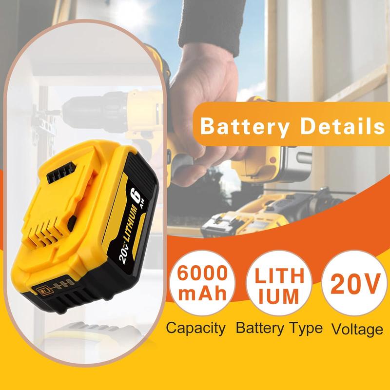 6000mAh Replacement for Dewalt 20V Battery Lithium-ion MAX DCB200 DCD/DCF/DCG/DCS Series (Free Shipping)