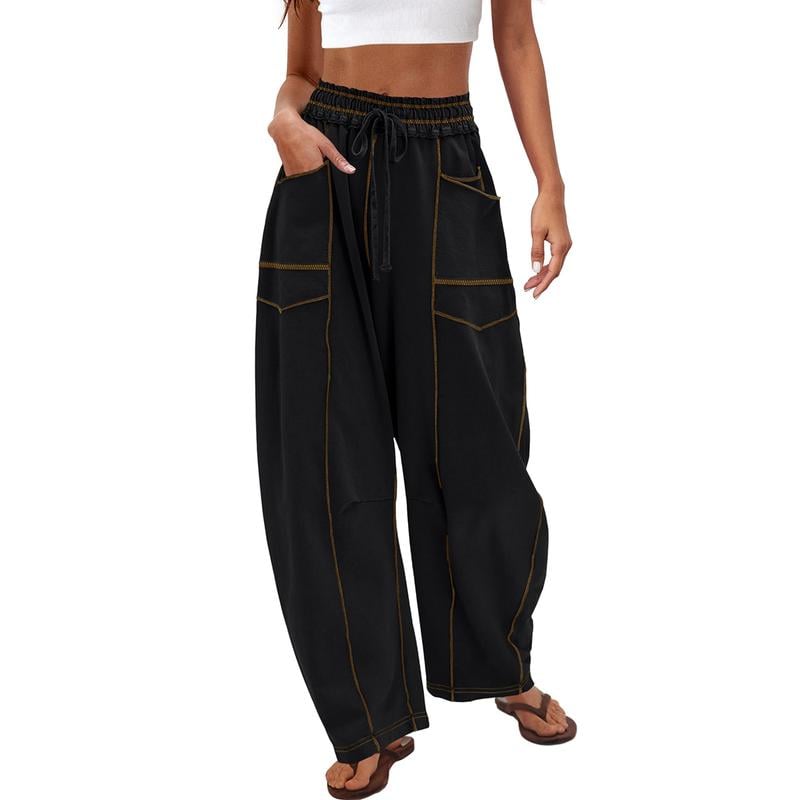 Last Day 50% OFF🔥Womens Baggy Barrel Pants Wide Leg Lounge Drawstring Sweatpants with Pockets(Buy 2 Free Shipping)
