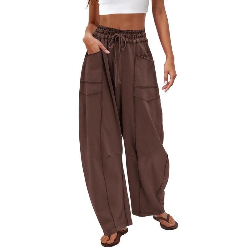 Last Day 50% OFF🔥Womens Baggy Barrel Pants Wide Leg Lounge Drawstring Sweatpants with Pockets(Buy 2 Free Shipping)