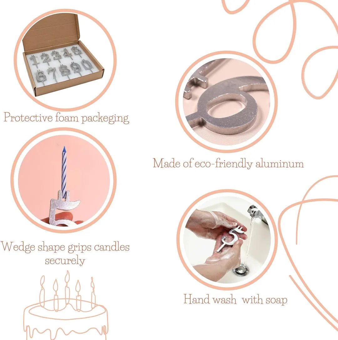 🔥Last Day 49% OFF 🎁🍾Numbered Aluminum Birthday Cake Candle Holder Set 🎂