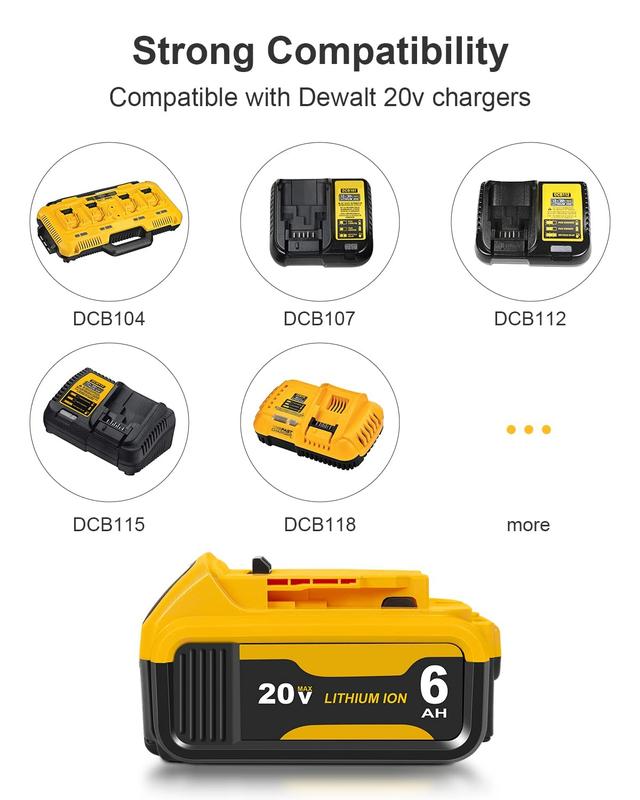 6000mAh Replacement for Dewalt 20V Battery Lithium-ion MAX DCB200 DCD/DCF/DCG/DCS Series (Free Shipping)