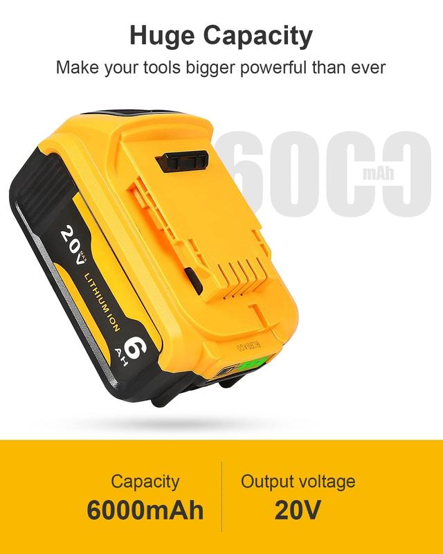 6000mAh Replacement for Dewalt 20V Battery Lithium-ion MAX DCB200 DCD/DCF/DCG/DCS Series (Free Shipping)