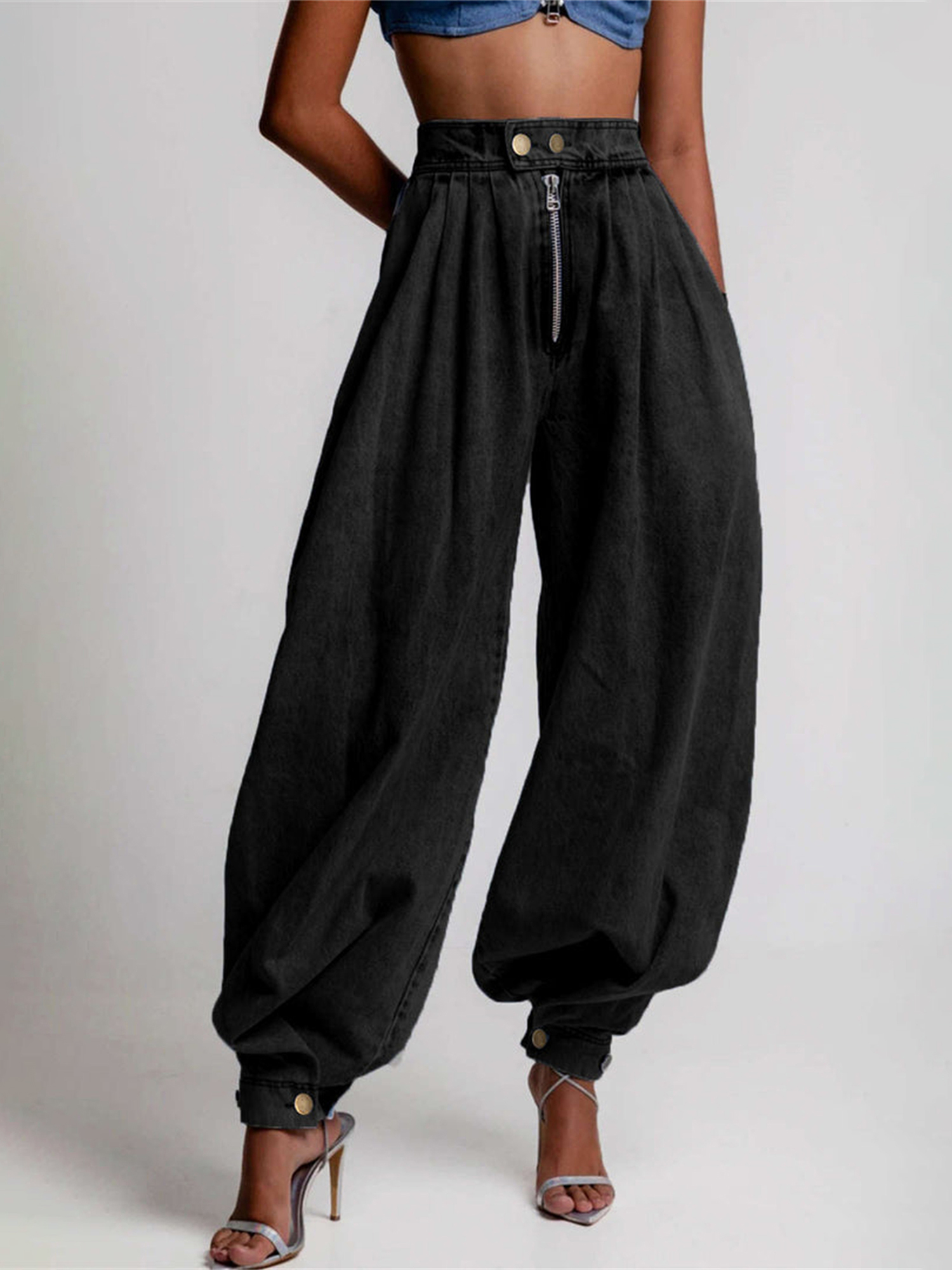 High Waist Zipper Barrel Balloon Jeans(Buy 2 Free Shipping)