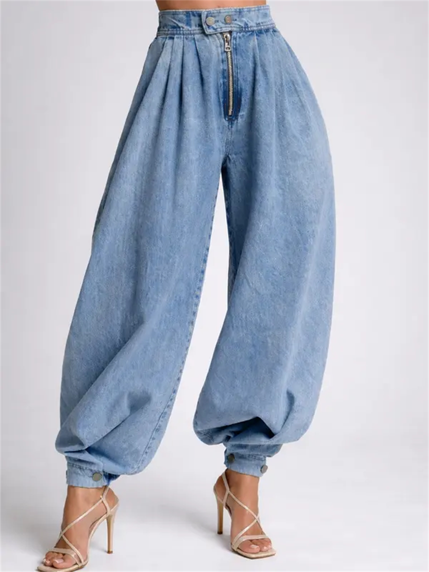 High Waist Zipper Barrel Balloon Jeans(Buy 2 Free Shipping)