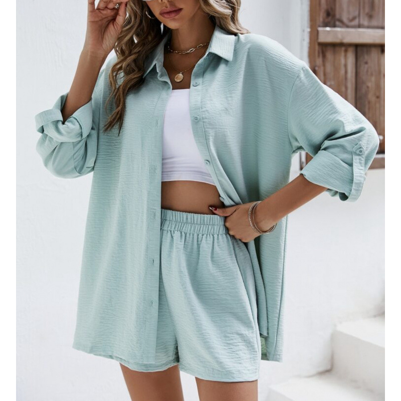 Linen Drop Shoulder Shirt and Shorts Set (Buy 2 Free Shipping)