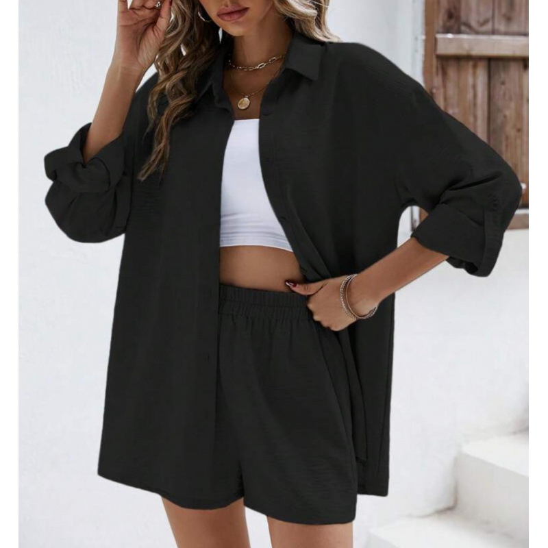 Linen Drop Shoulder Shirt and Shorts Set (Buy 2 Free Shipping)
