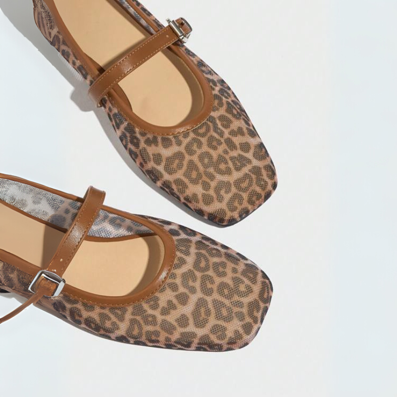 MissMiss™ Leopard-Print Mesh Flats