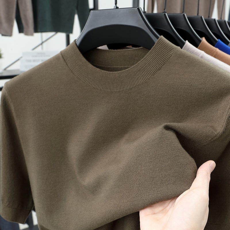 Last Day 50% OFF?2025 Spring and Summer Men's Stand Collar Cashmere Casual T-shirt (Buy 2 Free Shipping)