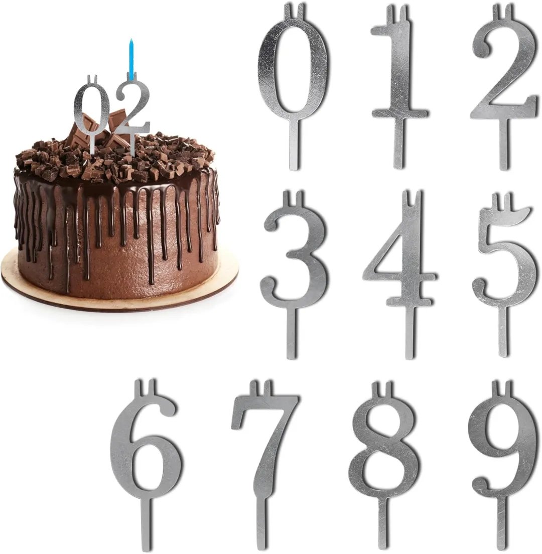 🔥Last Day 49% OFF 🎁🍾Numbered Aluminum Birthday Cake Candle Holder Set 🎂