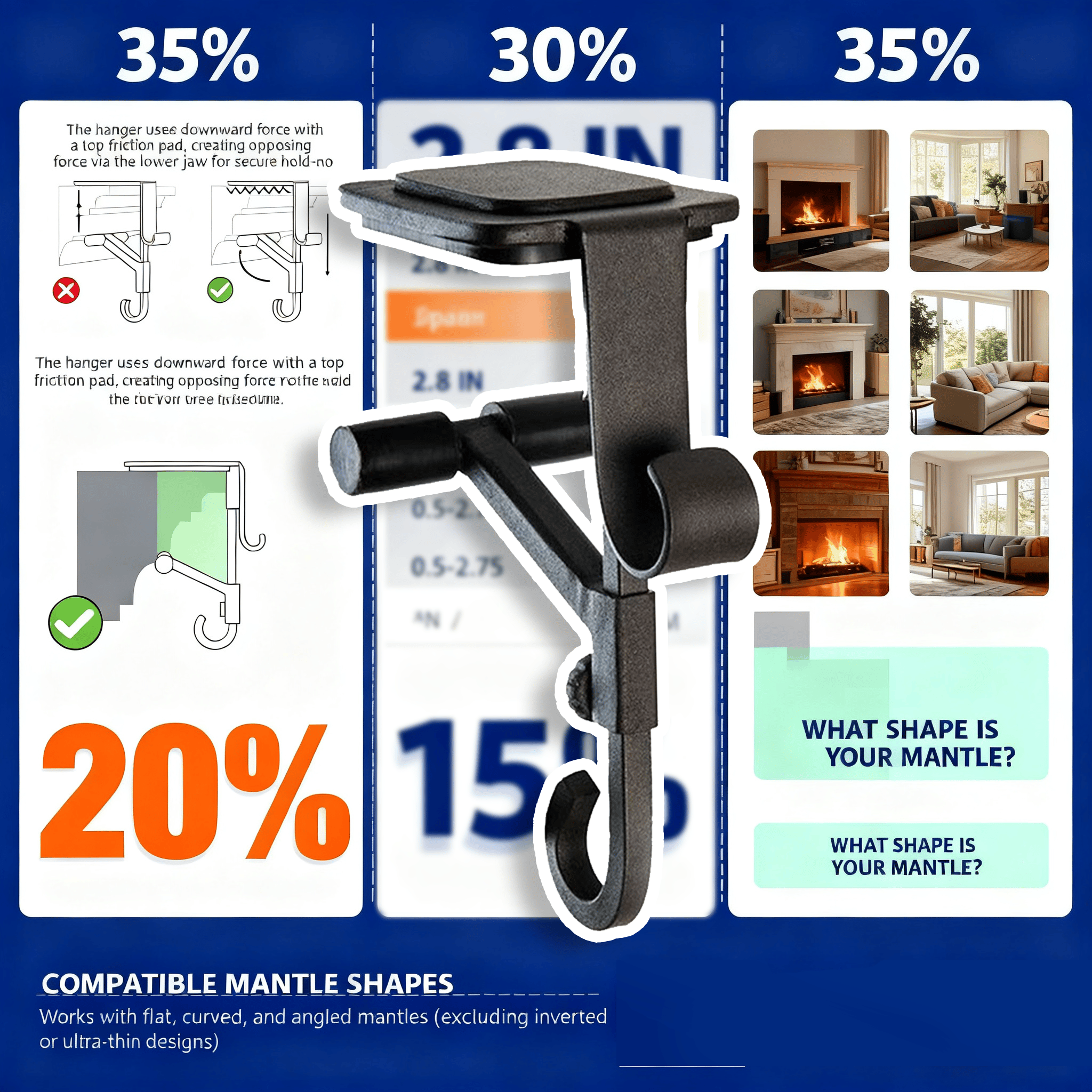 Fireplace Stocking and Garland Hanger