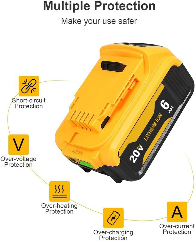 6000mAh Replacement for Dewalt 20V Battery Lithium-ion MAX DCB200 DCD/DCF/DCG/DCS Series (Free Shipping)