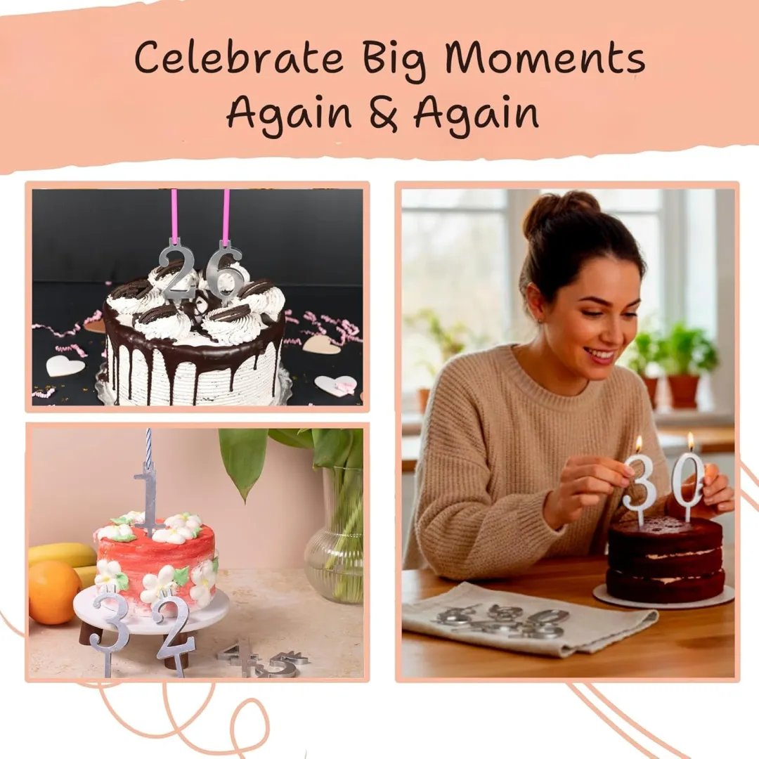 🔥Last Day 49% OFF 🎁🍾Numbered Aluminum Birthday Cake Candle Holder Set 🎂