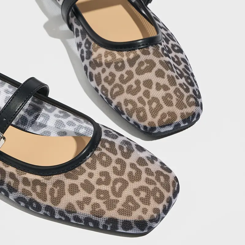MissMiss™ Leopard-Print Mesh Flats