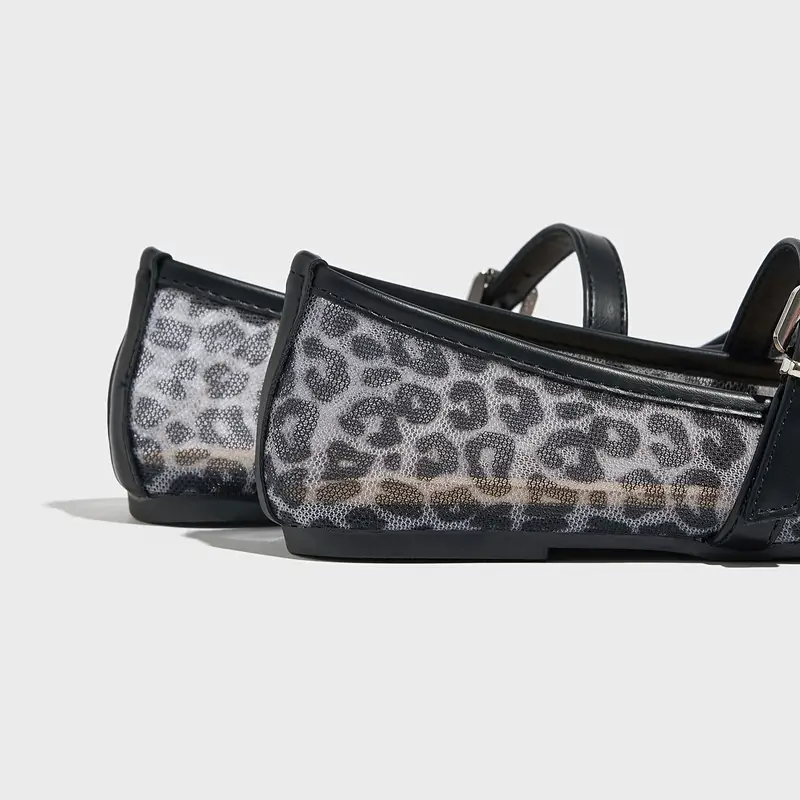 MissMiss™ Leopard-Print Mesh Flats