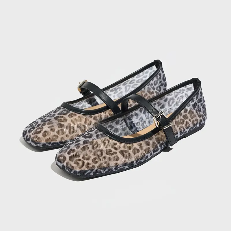 MissMiss™ Leopard-Print Mesh Flats