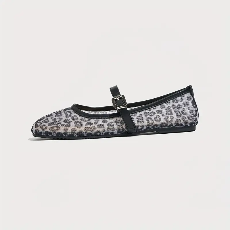 MissMiss™ Leopard-Print Mesh Flats