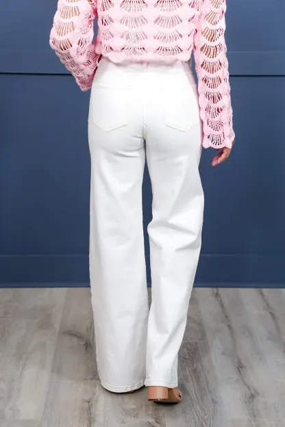 High Rise Tummy Control Wide Leg Jeans