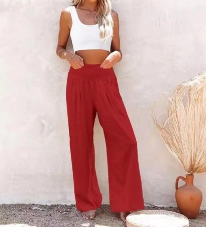 Women's Wide Leg Pants Summer Solid Loose Casual Vintage Cotton Linen Long Trousers Y2K 2023 Streetwear White Joggers Sweat