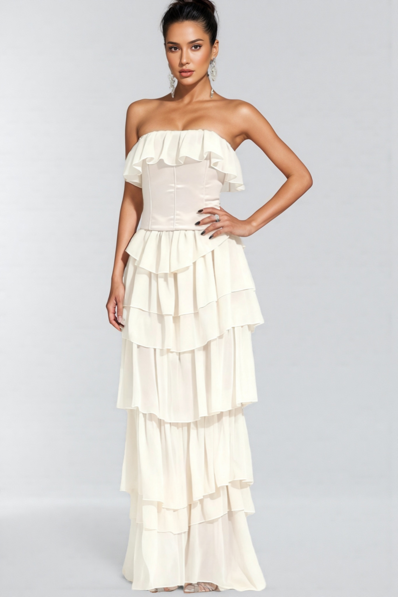 Mirae Apricot Off Shoulder Maxi Dress