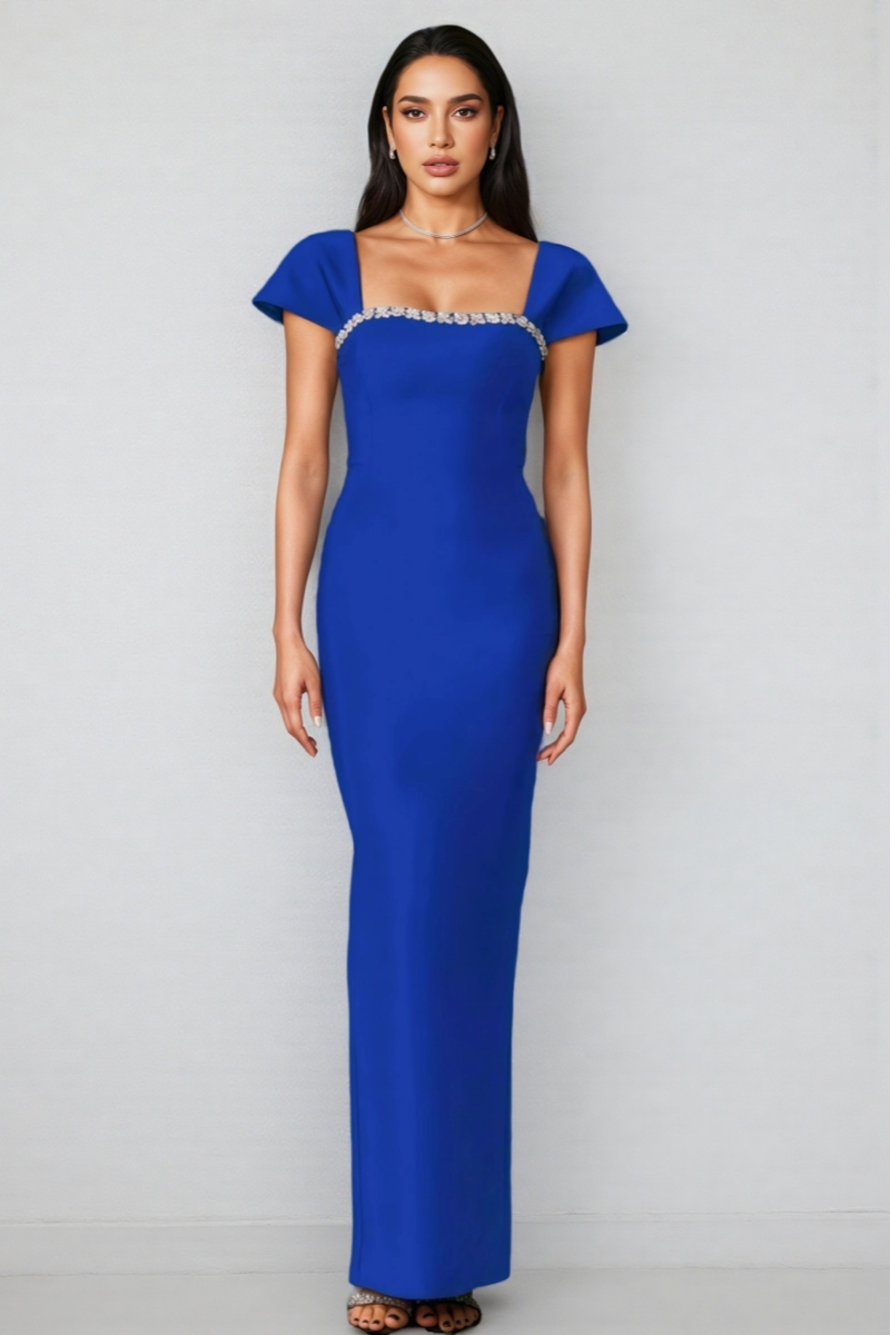 Gloria Blue Diamond Bandage Maxi Dress